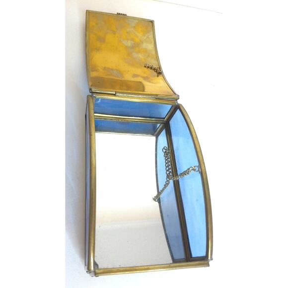 Vintage Via Vermont Etched Glass Trinket Box Girl In Meadow By A Piepperbott - Picture 7 of 8